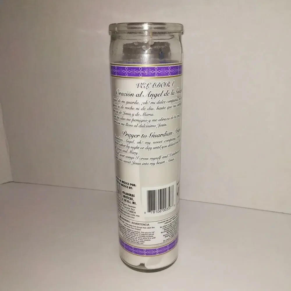 Guardian Angel Glass Prayer Candle 8
